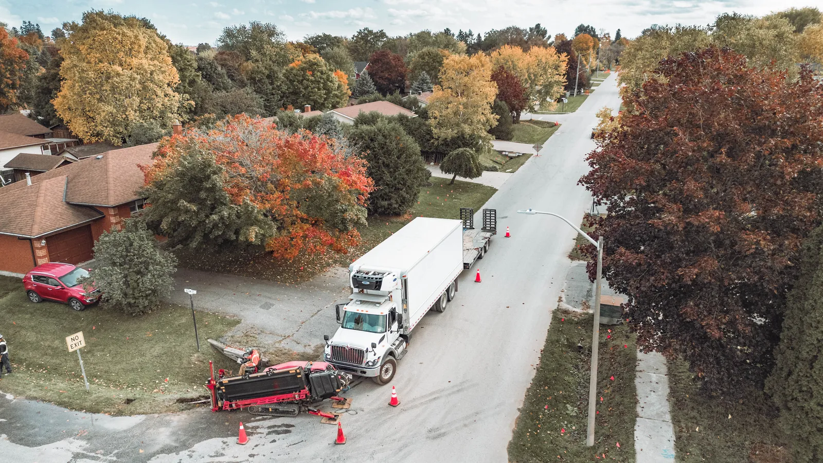 Aerial view of an INTUS directional drilling operation